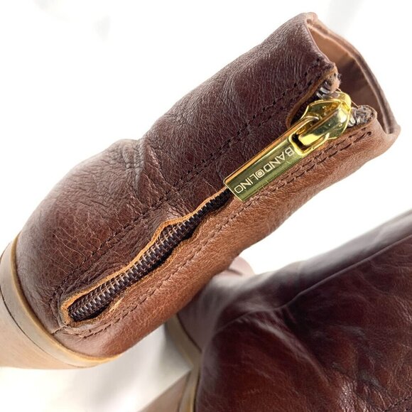 Bandolino Joined To Me Leather Ankle Booties Rear Zipper Western Heel Brown 8M - Picture 3 of 15